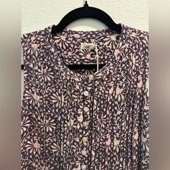 NWT Faherty Isha Pintucked Button Front Dress, size S - Picture 3 of 8